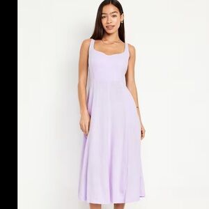 Old Navy Fit and Flare Lavender linen blend  Midi Dress